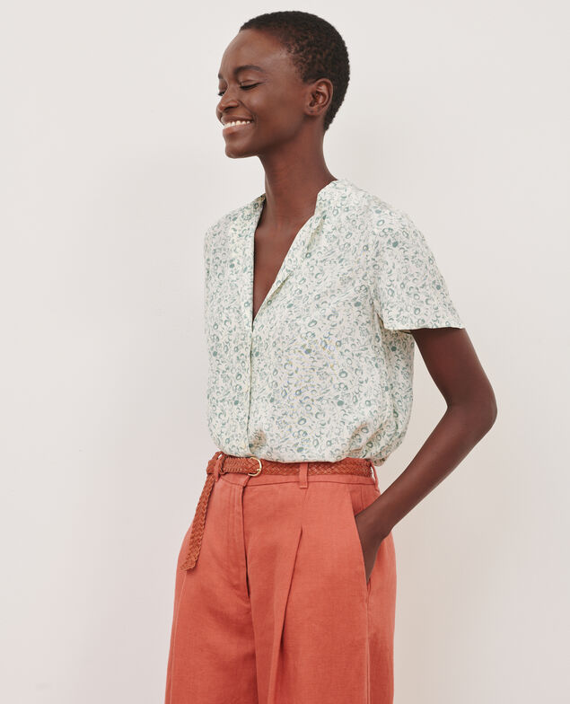 Blusa fluida de manga corta 101 print natural