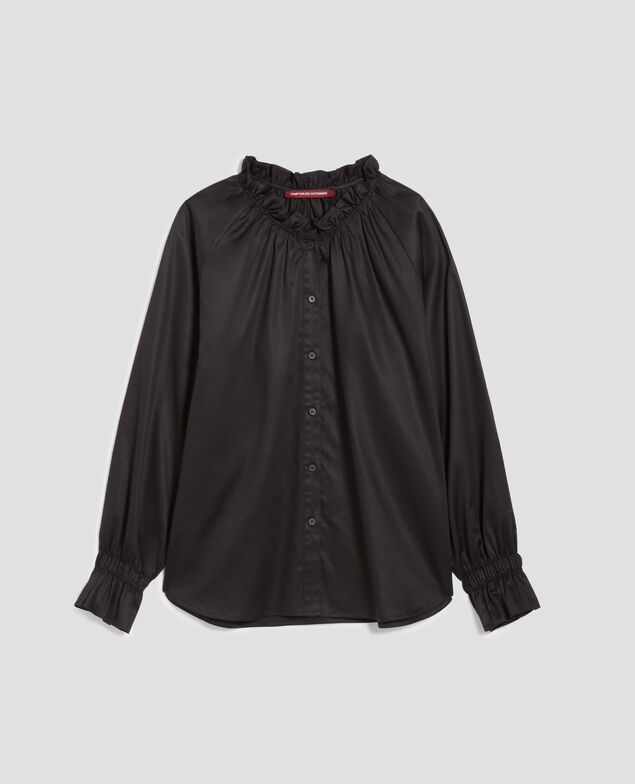 Camisa con cuello de volantes H091 black beauty