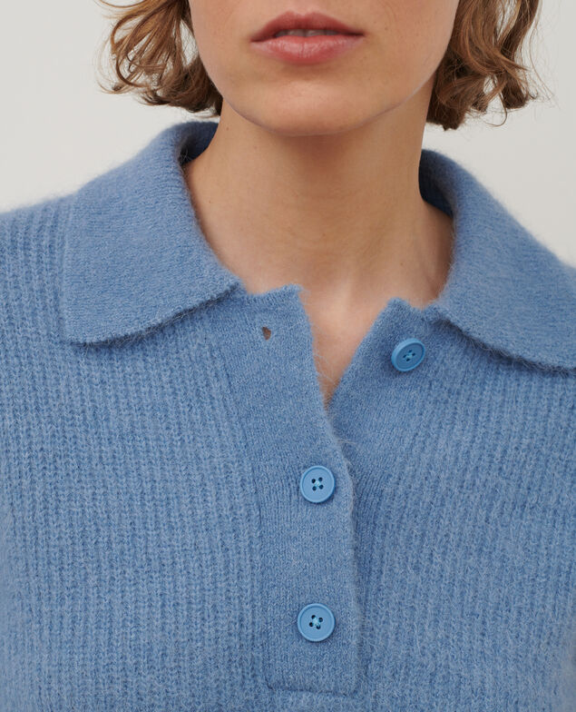 Jersey cuello polo de alpaca mezclada A601 lt blue infinity 3wju049w38