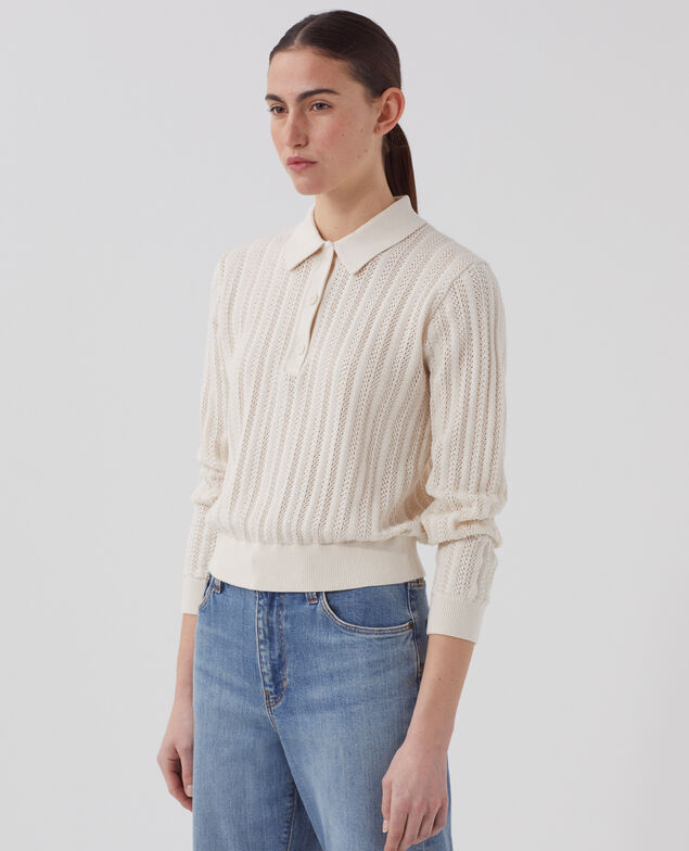 Jersey cuello polo de algodón U010 off white
