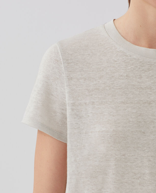 AMANDINE - Camiseta con cuello redondo de lino U020 light gray