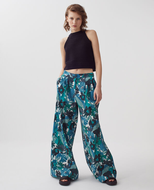 YVONNE - Pantalón amplio de algodón 0522 palmeraie green