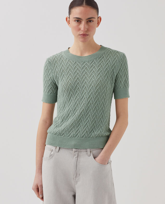 Jersey de lino con manga corta J510 jadeite green