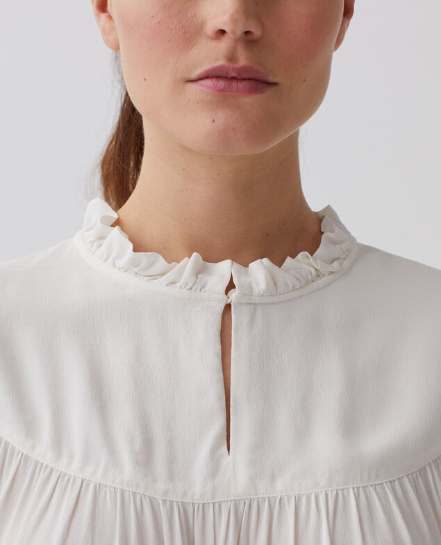 Blusa fluida de manga corta H013 gardenia