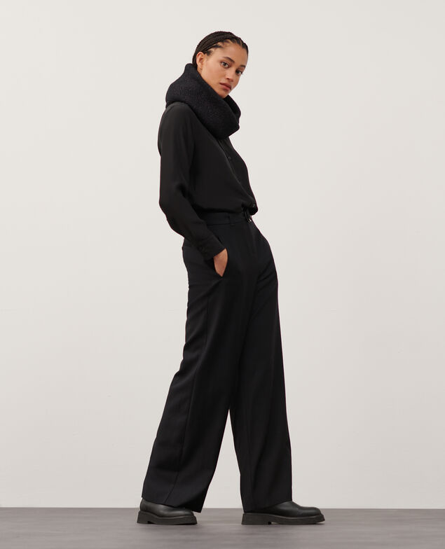 YVONNE - Pantalón amplio de lana y cachemira 8853 09 black