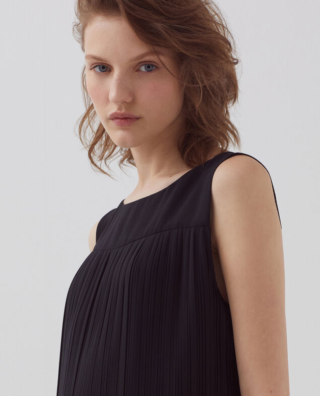 Vestido corto plisado fluido H091 black beauty