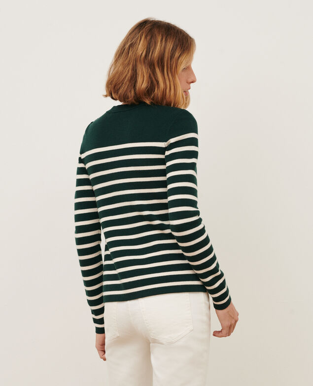 MADDY - Jersey marinero de lana merina 8872 58 darkgreen stripe