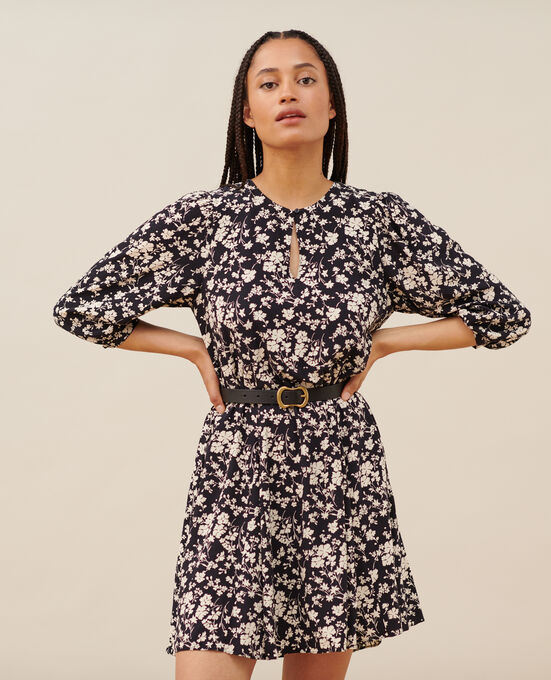 Vestido estampado fluido A686 NAVY FIORE