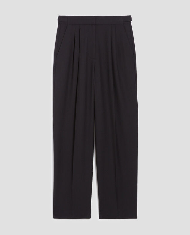 CAMILLE - Pantalón de lana con pinzas H091 black beauty
