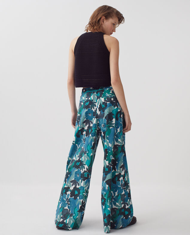 YVONNE - Pantalón amplio de algodón 0522 palmeraie green