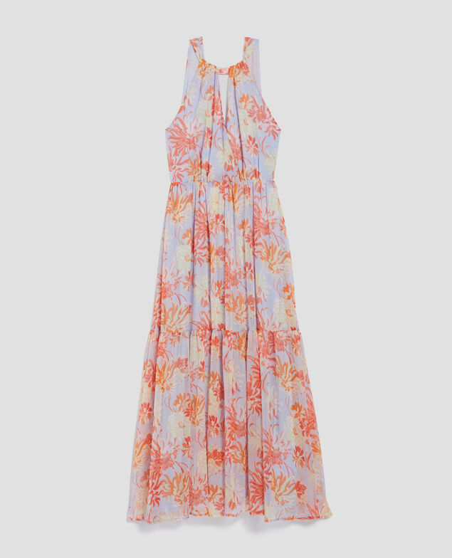 Vestido largo fluido H603 dahlia blue