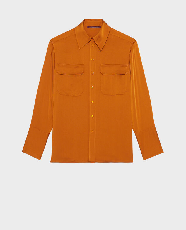 Camisa masculina oversize de satén 6024 sudan brwn