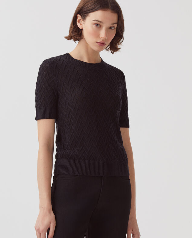 Jersey de lino con manga corta H091 black beauty