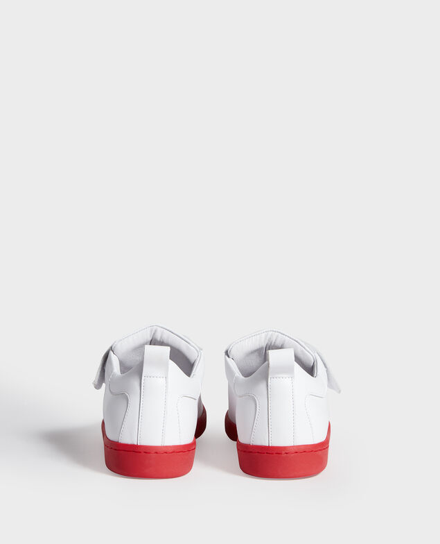 Sneakers de cuero con tiras de velcro White fiery red