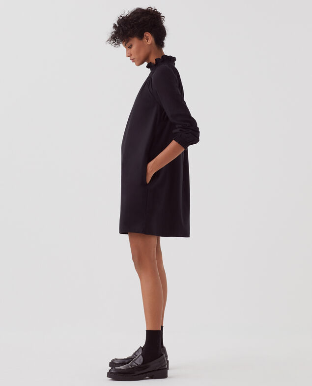 AGLAÉ - Vestido corto de cuello con volantes H091 black beauty