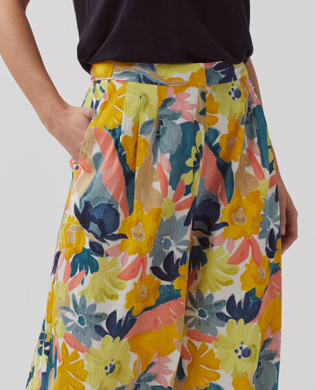 YVONNE - Pantalón amplio de algodón 0430 palmeraie yellow 3spa290c10