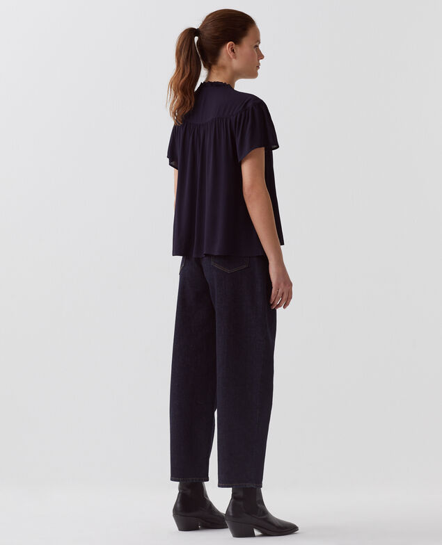Blusa fluida de manga corta H695 night sky