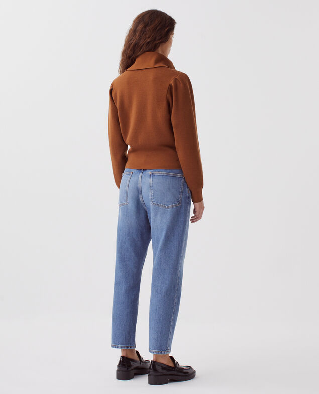 Cárdigan con cremallera con lana merino I360 brown