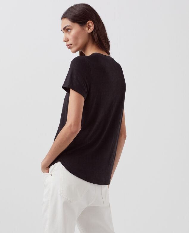 AMANDINE - Camiseta con cuello redondo de lino H091 black beauty
