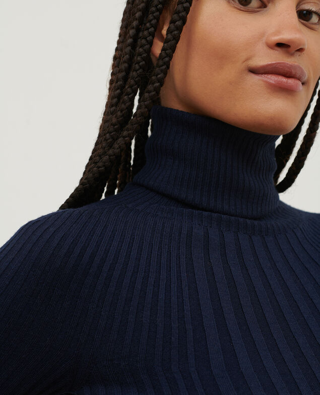 Jersey cuello vuelto de lana merino A699 navy knit