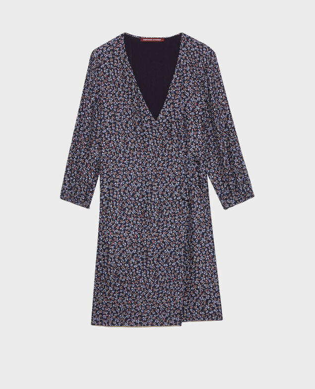 Vestido cruzado de seda Clochette navy