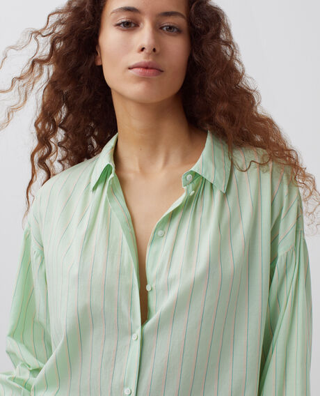Camisa túnica de algodón 0511 green stripe 3ssh283c21