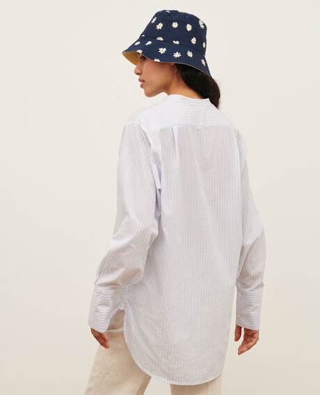 Camisa de algodón con bajo redondeado 0622 blue medium stripes 3ssh289c21