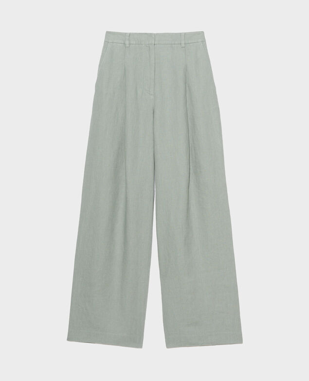 YVONNE - Pantalón ancho de lino 07 gray