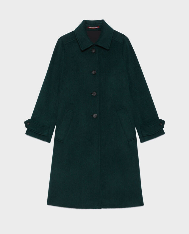 Abrigo recto de lana con textura 8880 59 darkgreen