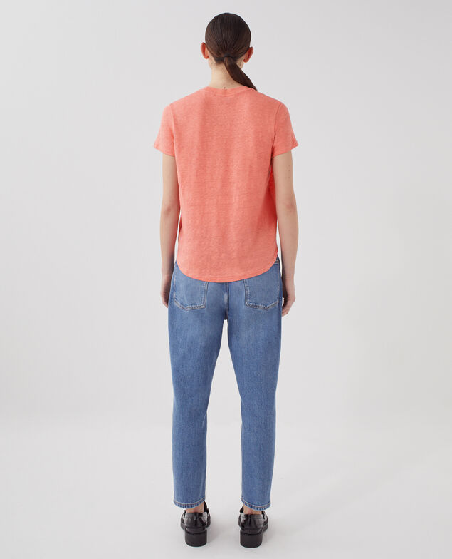 AMANDINE - Camiseta con cuello redondo de lino U120 pink