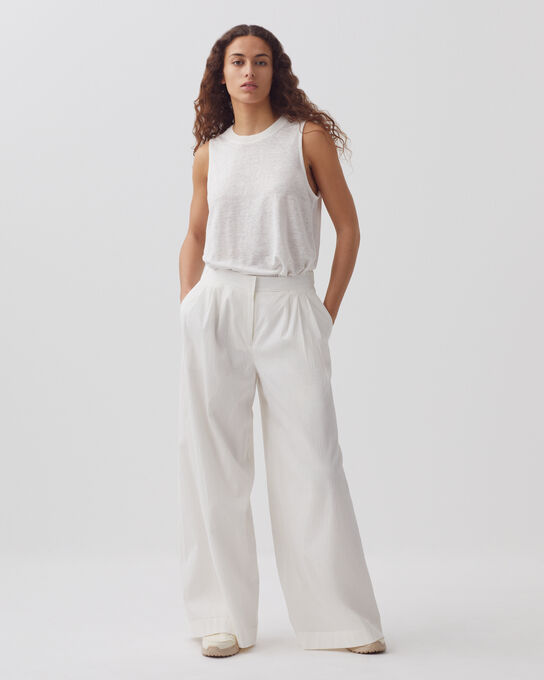 YVONNE - Pantalón amplio de algodón 8885 00 WHITE