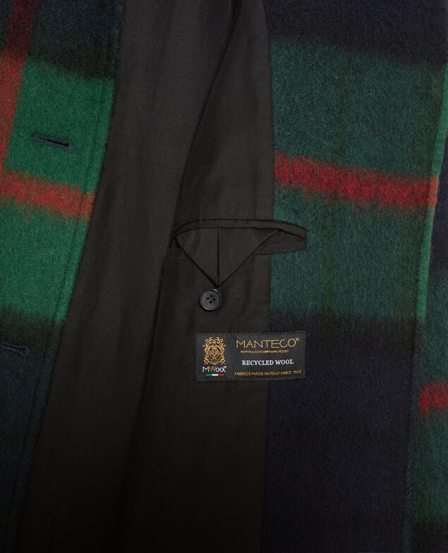 Abrigo largo de lana mezclada A551 green check 3wco018w27