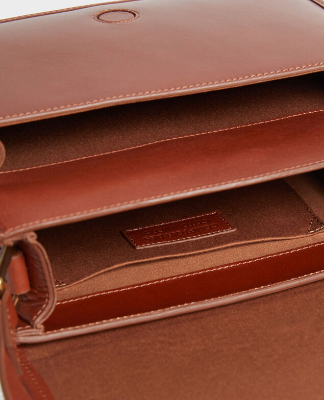Bolso con correa de cuero Camel