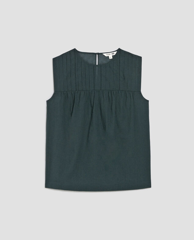 Top sin mangas de gasa de algodón J590 spruce green