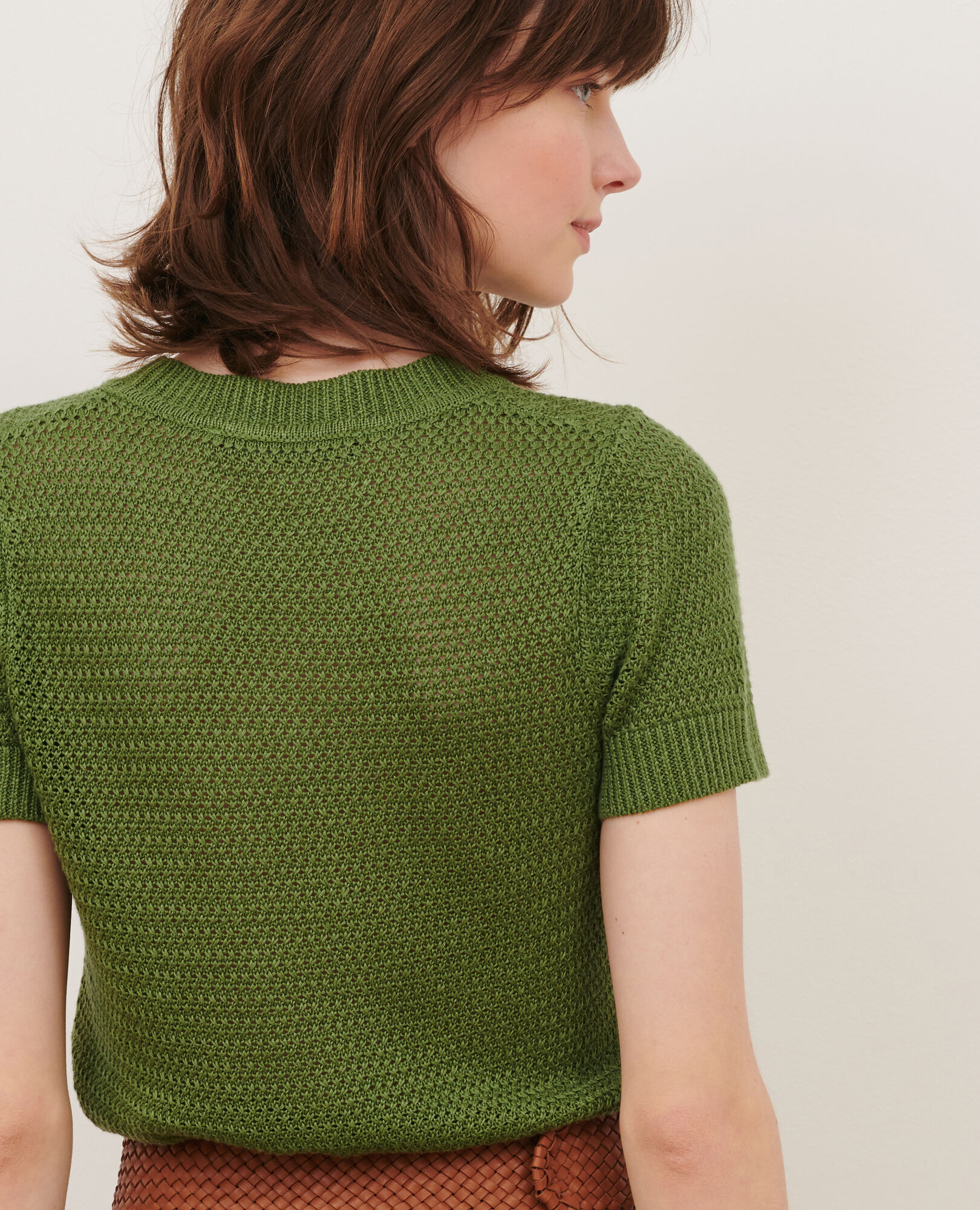 Jersey de lino con manga corta 52 green 2sju430f04