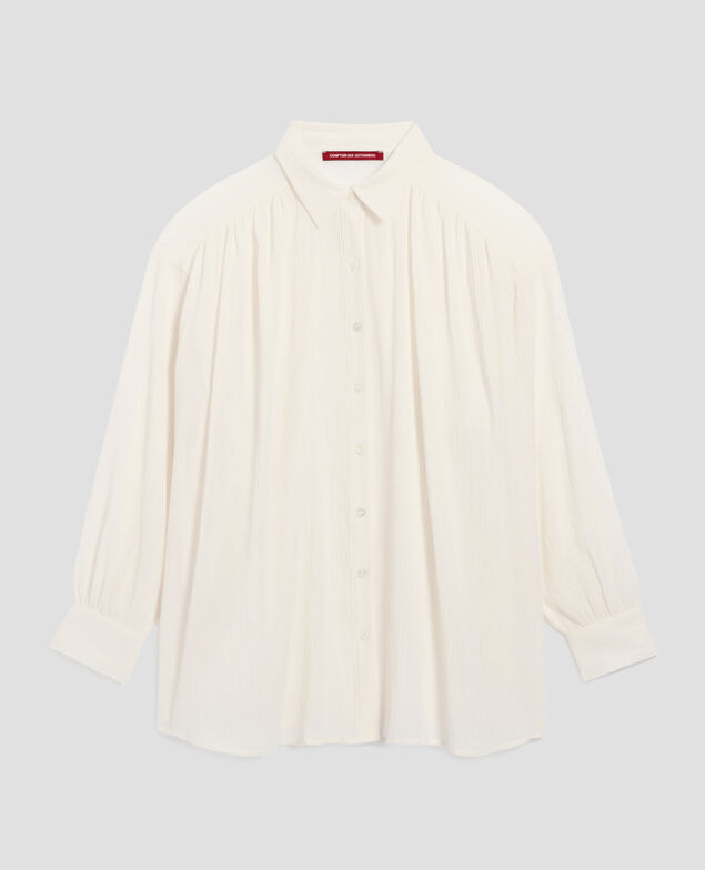 Blusa de algodón plisado H303 white swan