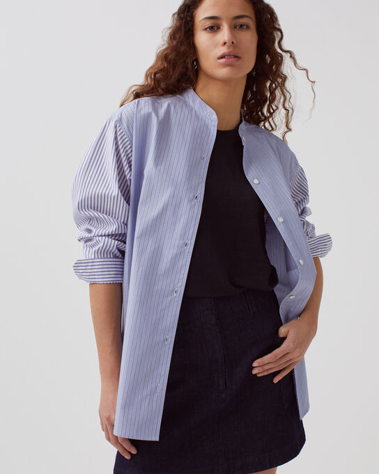 Camisa de algodón A676 STRIPES MIX BLUE