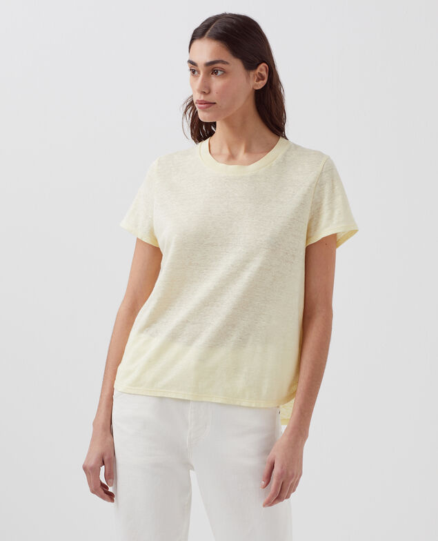 AMANDINE - Camiseta con cuello redondo de lino H410 tender yellow