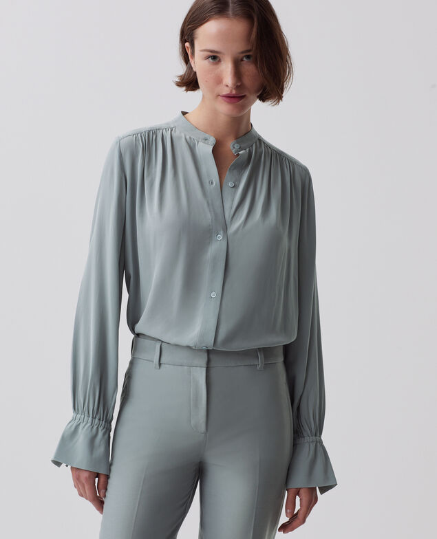 Camisa fluida de manga larga J620 slate blue