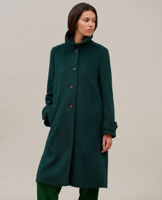 Abrigo recto de lana con textura 8880 59 DARKGREEN