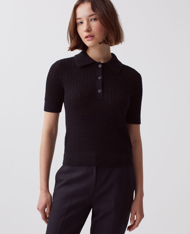 Jersey cuello polo de manga corta H091 black beauty