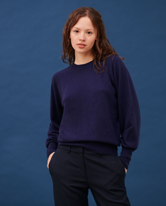 Jersey cuello redondo de cachemir 8846 69 NAVY