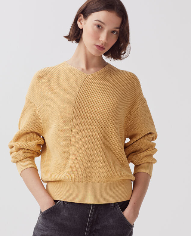 Jersey de algodón y cuello de pico J420 moonstone