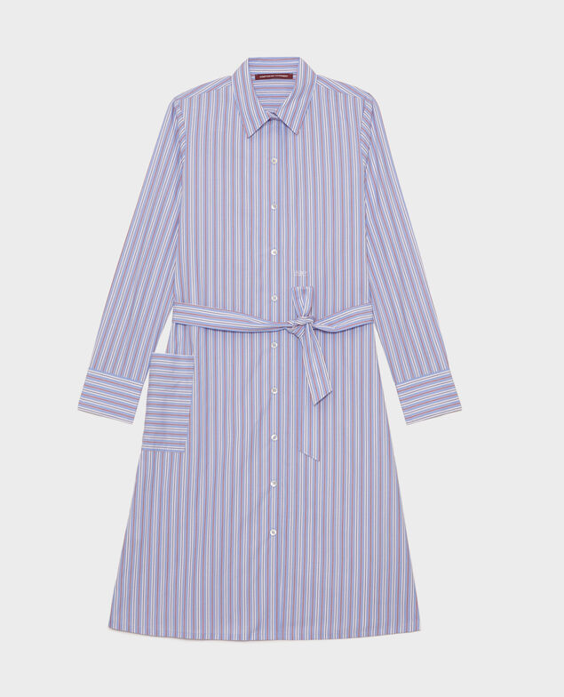 Vestido camisero de algodón con cinturón Popeline stripes