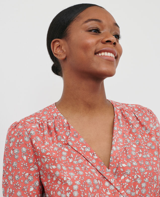 Vestido con escote cruzado 96 print pink