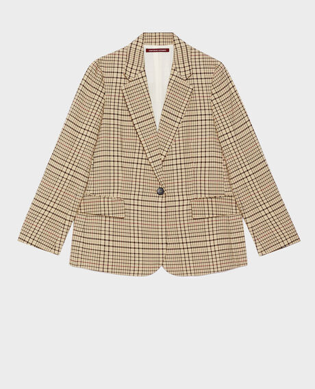 Chaqueta blazer de algodón mezclado 0400 cream checks 3sja272c04