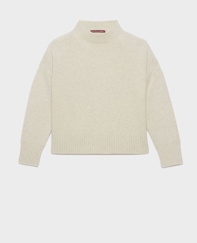 Jersey Cuello subido de lana merino A009 white knit