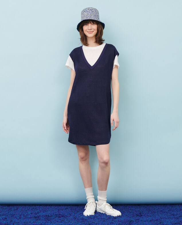 Vestido corto de lino 68 blue