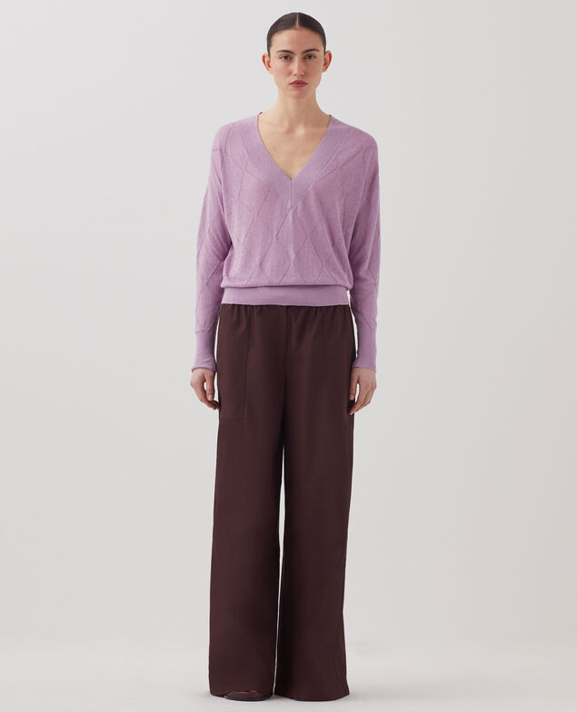 Jersey de manga larga con cuello de pico J720 lavender herb