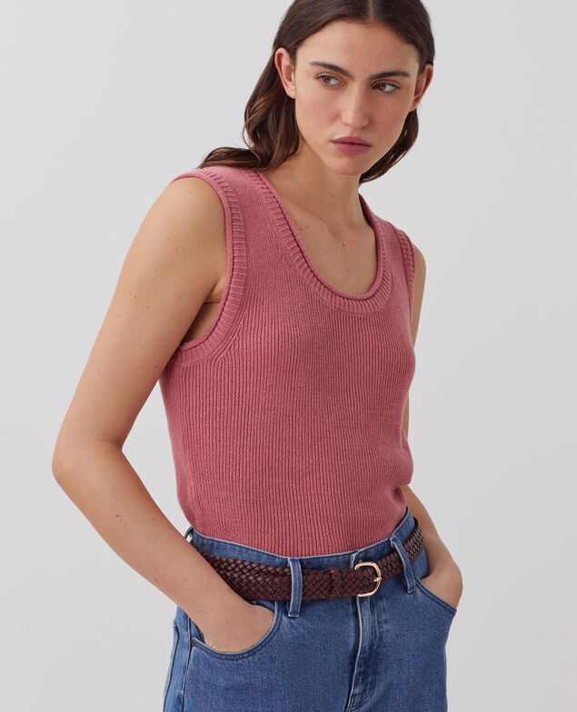 Top largo de lino J130 baroque rose